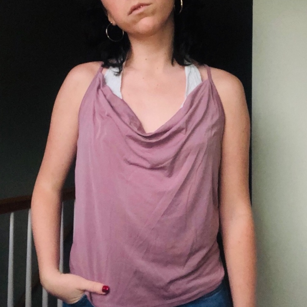 UO Project Social T Draped Blush Tank